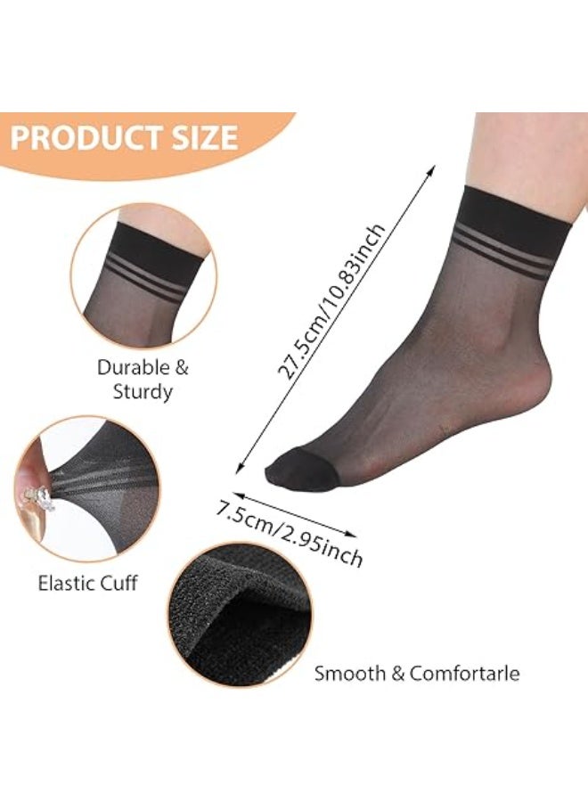 SUNSAR 6pcs Nylon Socks For Women Ankle Short Sheer Socks Thin Cool See Through Calf Silk Socks for Women Girls (Black) - Image 2