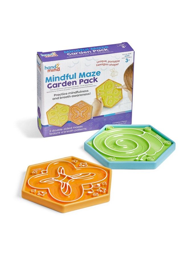 hand2mind Mindful Maze Garden Pack Finger Labyrinth For Kids Mindfulness For Kids Sensory Play Therapy Toys Calm Down Corner Supplies Social Emotional Learning Activities (Set Of 2) - Image 1