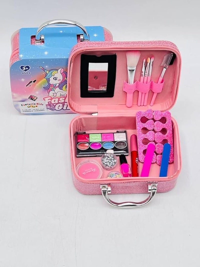 Generic Kids Makeup Toys - 28 Pcs Unicorn Washable Toys for Girls, Real Makeup for Kids, Non-Toxic Cosmetics, Age 3-12 - Image 2