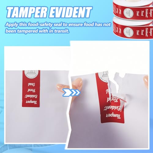 Trandraft 1000 Pieces Tamper Evident Stickers for Food Delivery 1.5 x 6 Inches Red Tamper Seal Proof Tape Safe Labels Sealed for Freshness Drink Food Container Pizza Boxes (Red) - Image 3