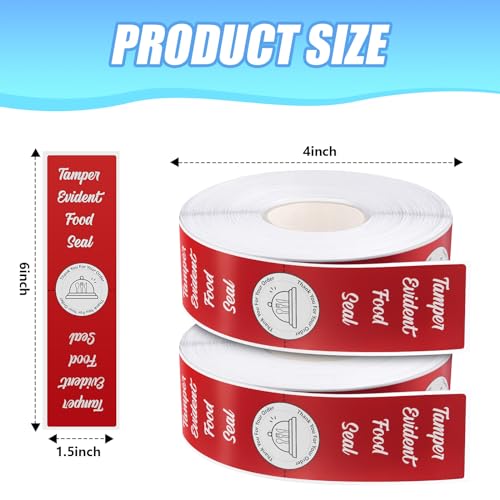 Trandraft 1000 Pieces Tamper Evident Stickers for Food Delivery 1.5 x 6 Inches Red Tamper Seal Proof Tape Safe Labels Sealed for Freshness Drink Food Container Pizza Boxes (Red) - Image 4