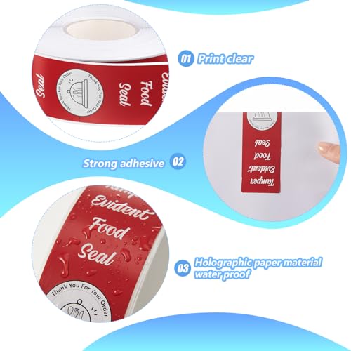 Trandraft 1000 Pieces Tamper Evident Stickers for Food Delivery 1.5 x 6 Inches Red Tamper Seal Proof Tape Safe Labels Sealed for Freshness Drink Food Container Pizza Boxes (Red) - Image 5
