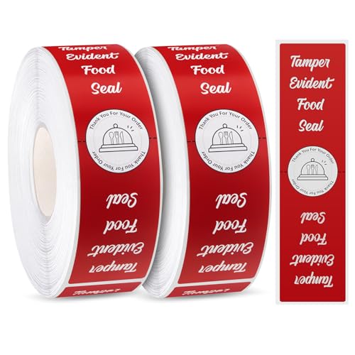 Trandraft 1000 Pieces Tamper Evident Stickers for Food Delivery 1.5 x 6 Inches Red Tamper Seal Proof Tape Safe Labels Sealed for Freshness Drink Food Container Pizza Boxes (Red) - Image 1