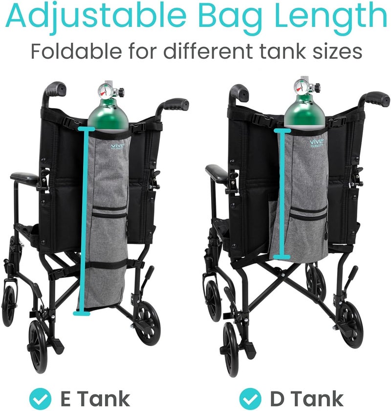 Vive Mobility Vive Oxygen Tank Holder for Wheelchair Portable Medical Cylinder Backpack for Travel Carrier Accessories Bag for Walker Rollator Scooter Case Fits Canister Sizes M2 M4 M6 M9 C D E - Image 5