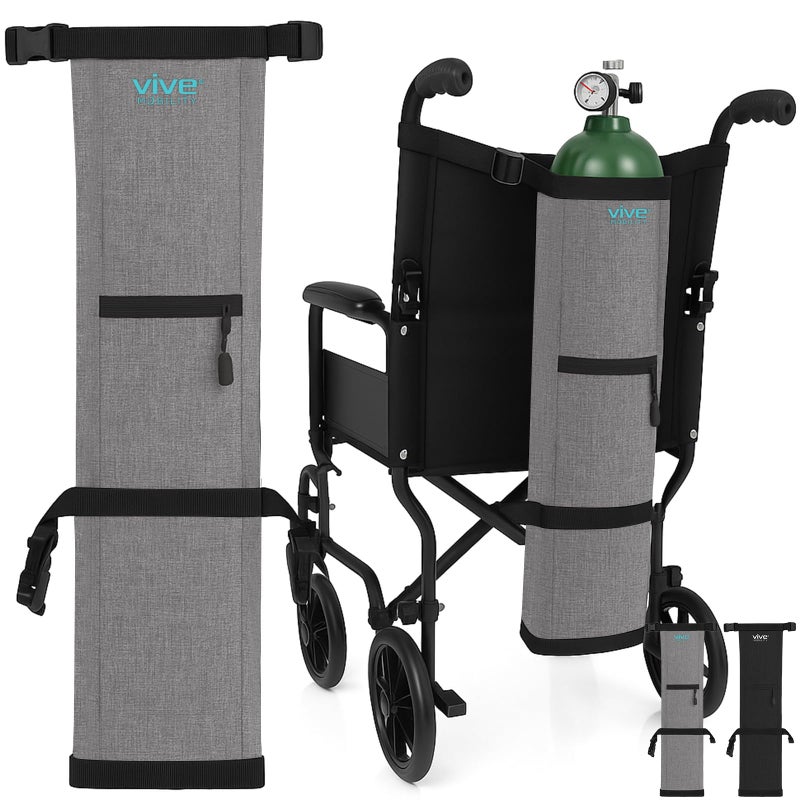 Vive Mobility Vive Oxygen Tank Holder for Wheelchair Portable Medical Cylinder Backpack for Travel Carrier Accessories Bag for Walker Rollator Scooter Case Fits Canister Sizes M2 M4 M6 M9 C D E - Image 1