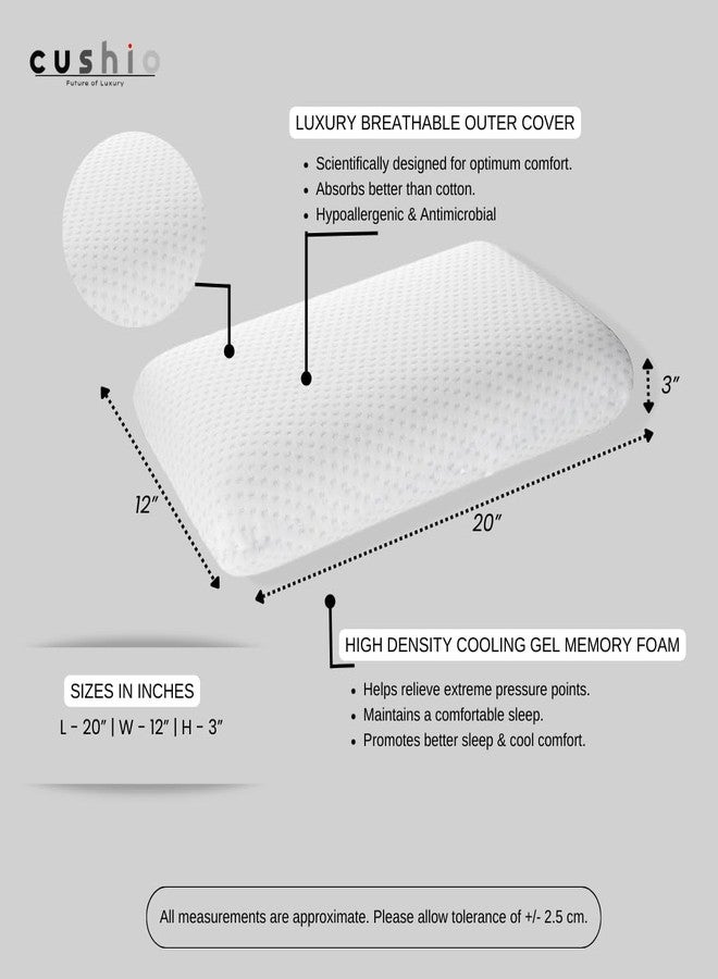 CUSHIO Orthopedic Memory Foam Pillow - 20x12x3 inches (Set of 4) - Ergonomic Support & Plush Comfort - Removable Soft Cover (White) - Image 2