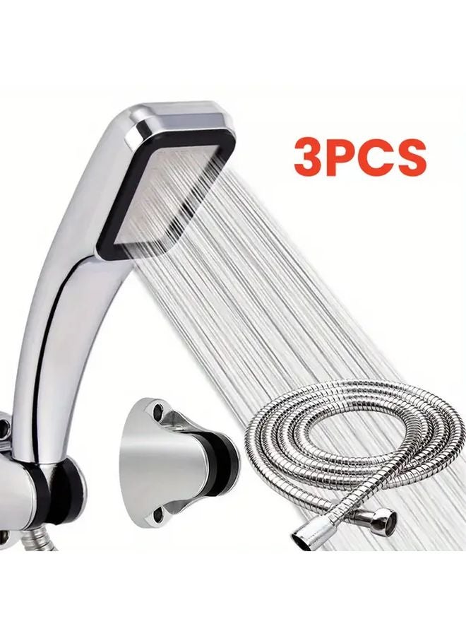 3 Piece Luxurious Rainfall Shower Head 300 High Pressure Holes Water Saving Copper Core Hose - Image 2