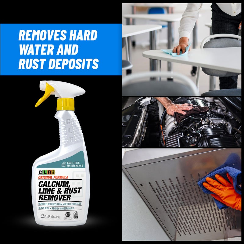 CLR PRO Calcium, Lime & Rust Remover, 32 oz. Spray Bottle, Pack of 2, Quickly Removes Calcium, Lime, Hard Water Deposits and Surface Rust Stains - Image 2