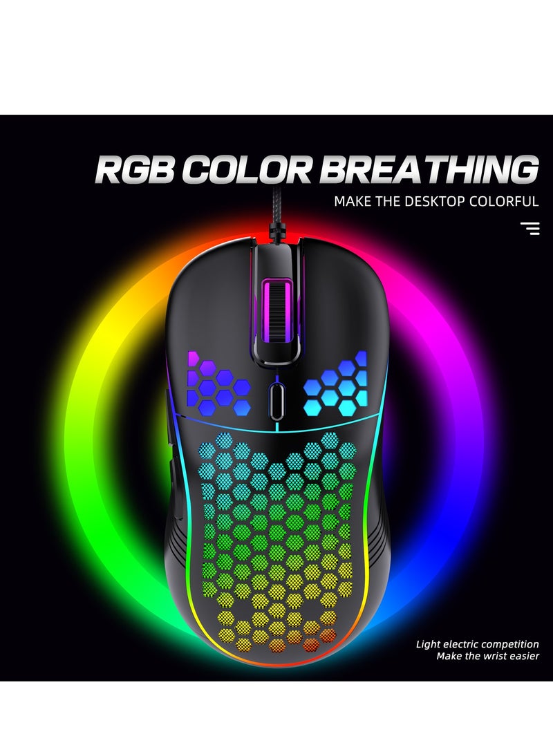 Honeycomb Gaming Mouse - Light Weight RGB PC Mouse - 65 g PC Accessories - USB Mouse Wired - Matte White Wired Gaming Mouse - Image 2