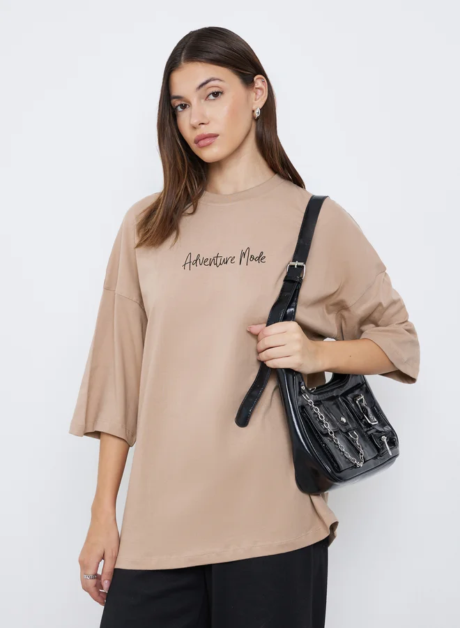 Styli Styli Adventure Mode Oversized Slogan T-Shirt