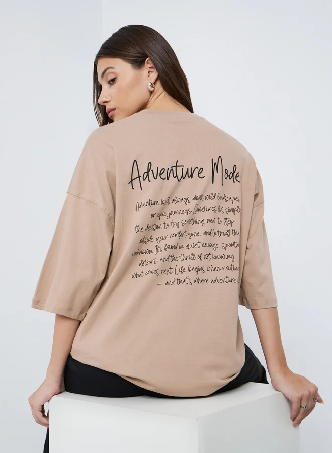 Styli Styli Adventure Mode Oversized Slogan T-Shirt