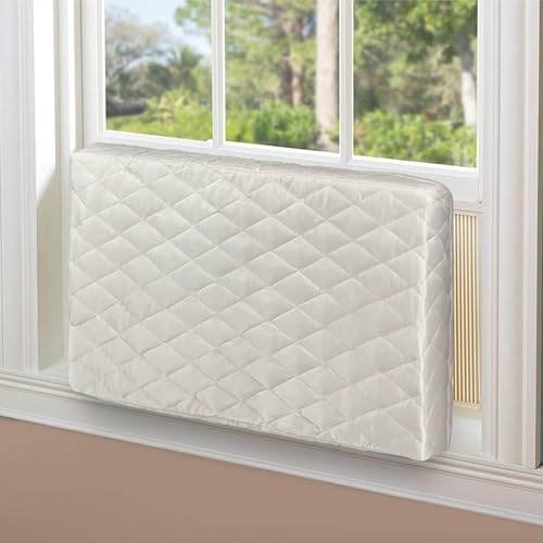 Homydom Air Conditioner Cover Inside, AC Unit Cover Double Insulation Defender, High Elasticity, Light Yellow M-25"x 16"x 3.5"(L x H x D) - Image 1