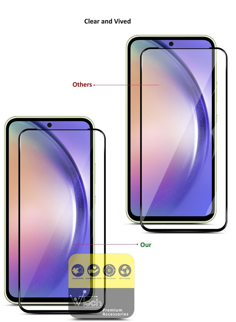 دبليو تيك واقي شاشة من الزجاج المقوى بالغراء كامل السطح E2E فاخر لهاتف Samsung Galaxy A54 5G شفاف / أسود - Image 5