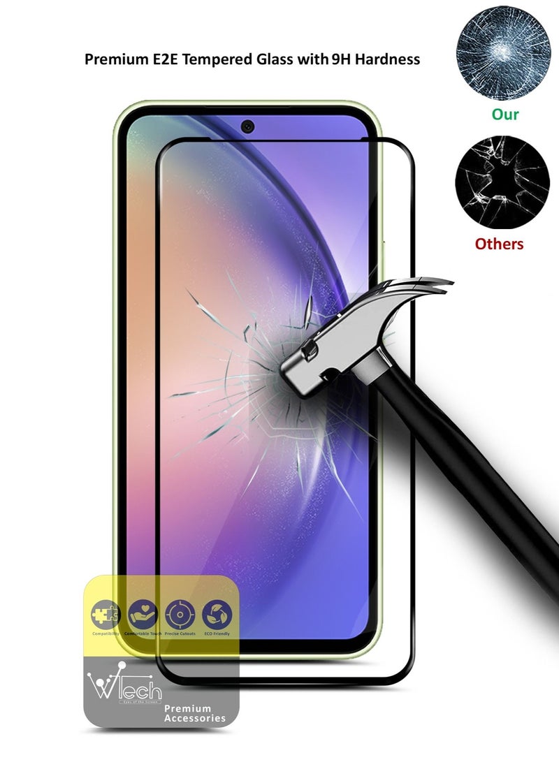 دبليو تيك واقي شاشة من الزجاج المقوى بالغراء كامل السطح E2E فاخر لهاتف Samsung Galaxy A54 5G شفاف / أسود - Image 3