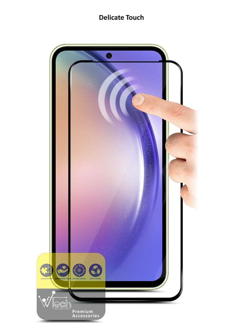 دبليو تيك واقي شاشة من الزجاج المقوى بالغراء كامل السطح E2E فاخر لهاتف Samsung Galaxy A54 5G شفاف / أسود - Image 4