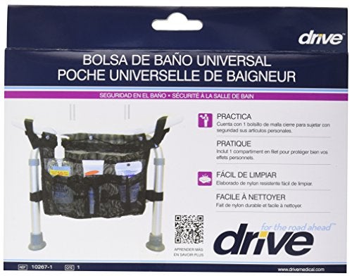 Drive Medical Deluxe Universal Vinyl Mesh Bather Pouch, Black, 10" x 13" x 1" - Image 3