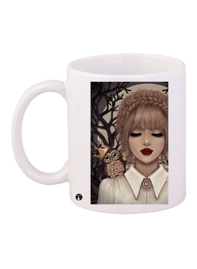 RKN Printed Ceramic Coffee Mug White/Brown/Beige - Image 2