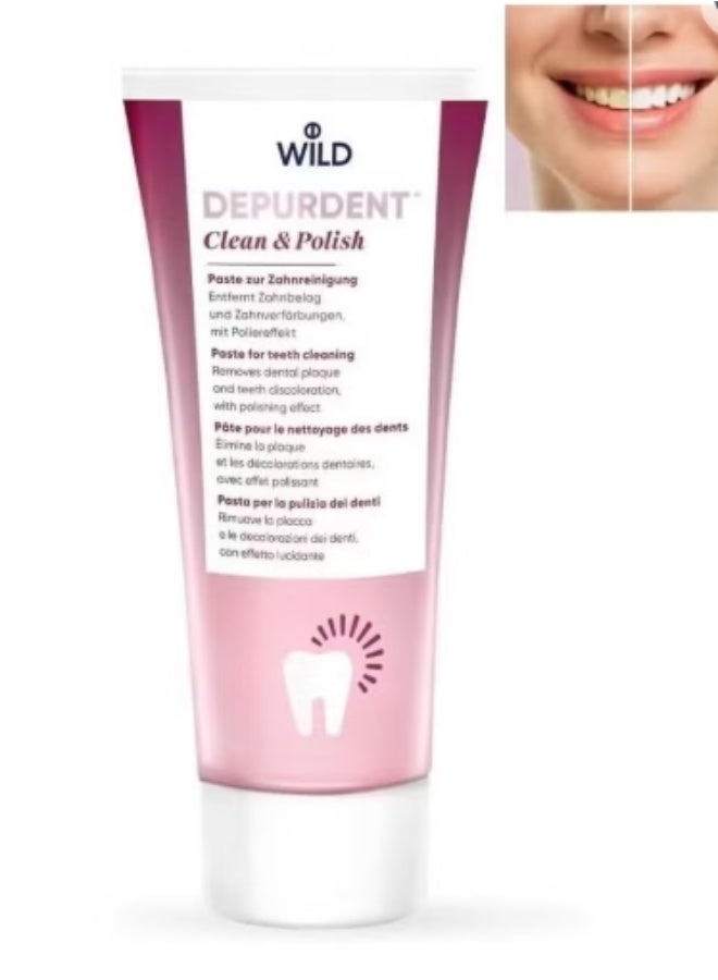 WILD Clean & Polish Toothpaste, Deep Cleaning to Remove Tea Stains From Teeth, Stain Removal and Polishing Effect - 75 ml - Image 1