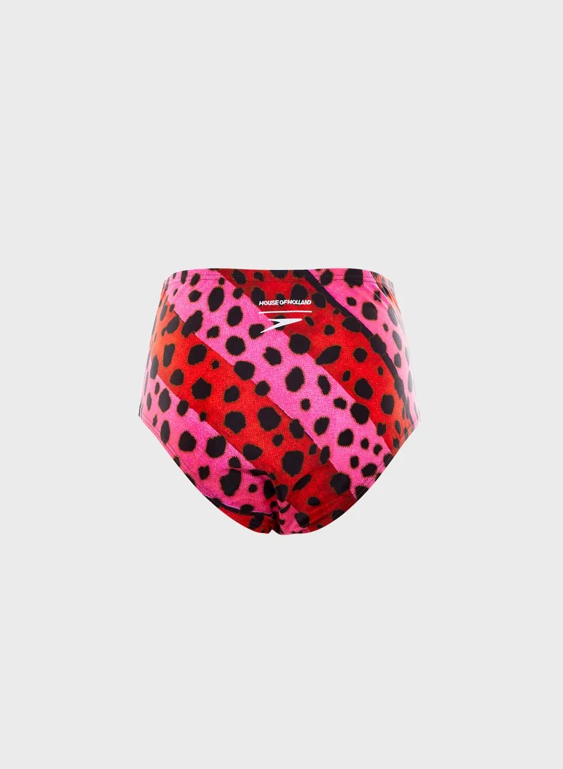 House of Holland x Speedo Bright Cheetah Stripe Bikini Bottom