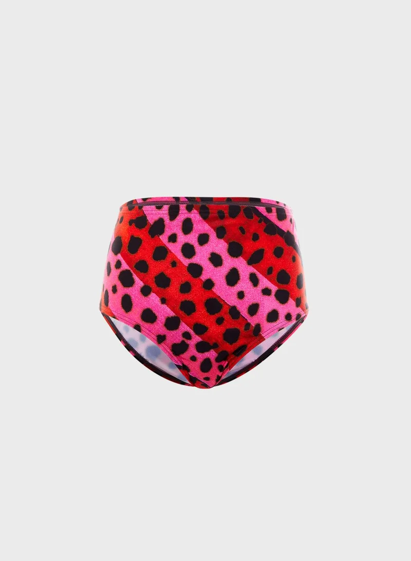 House of Holland x Speedo Bright Cheetah Stripe Bikini Bottom