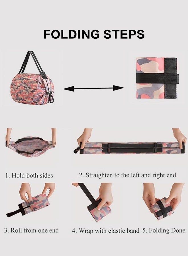 Sweet Life Reusable Shopping Bags, Foldable Grocery Storage Tote, Waterproof Oxford Cloth Bag for Shop, Large Durable Heavy Duty, Navy - Image 5