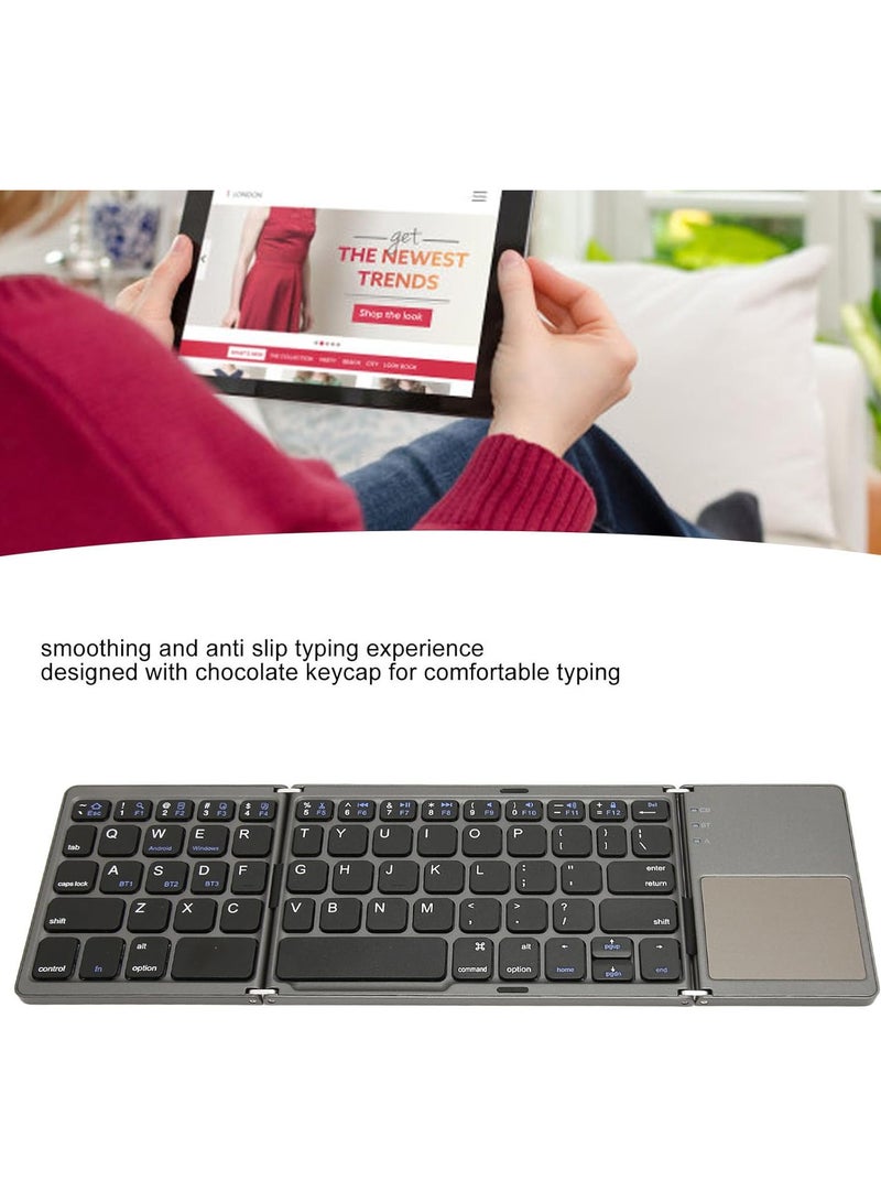DUSALA Foldable Bluetooth Keyboard, Pocket Size Portable Mini BT Keyboard with Touchpad for Android, Windows, iOS, PC, Tablet, with Rechargeable Lithium Battery - Image 3