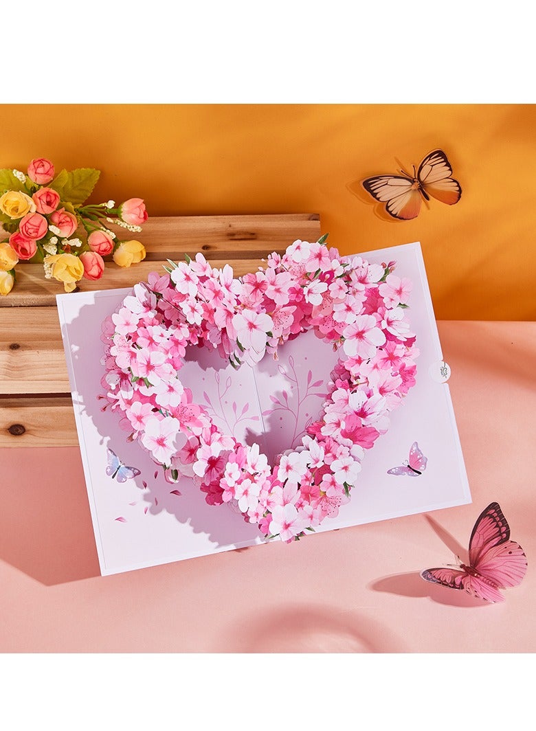 Cherry Blossom Heart pop up Card - Image 1