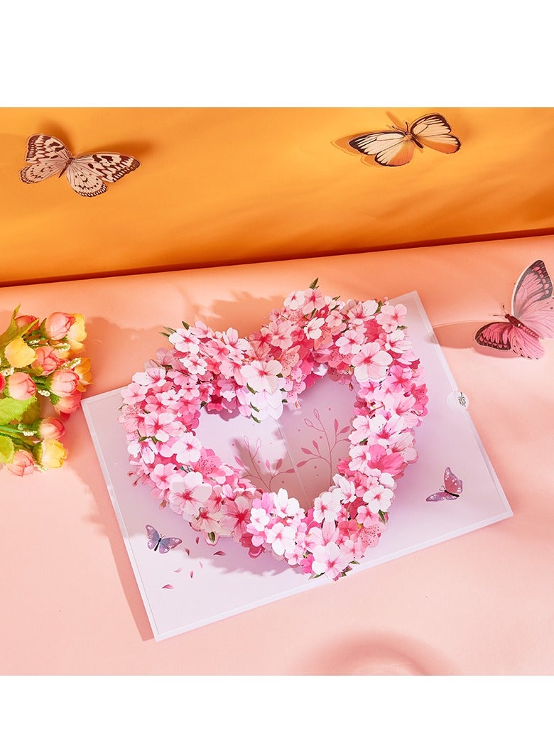 Cherry Blossom Heart pop up Card - Image 3