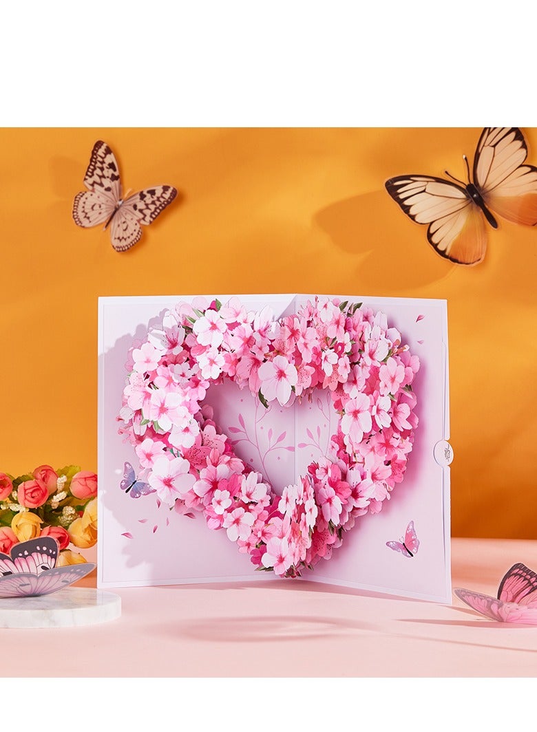 Cherry Blossom Heart pop up Card - Image 2