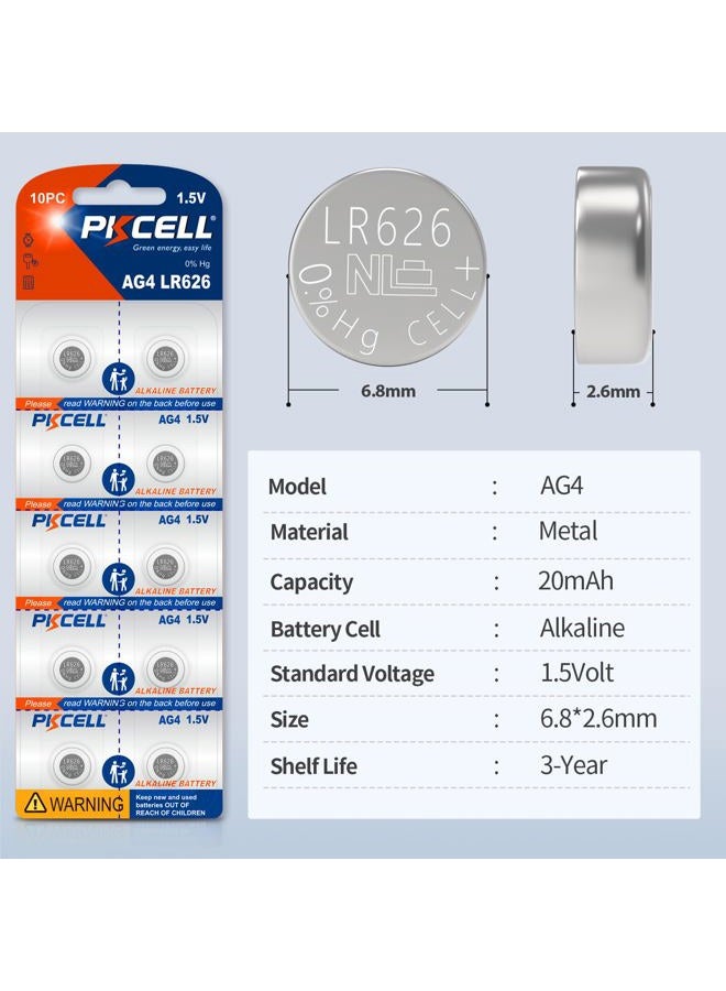 PKCELL 10Pcs LR626 Battery 377 SR626sw Watch Battery 1.5Volt Alkaline AG4 Button Cell Batteries - Image 2