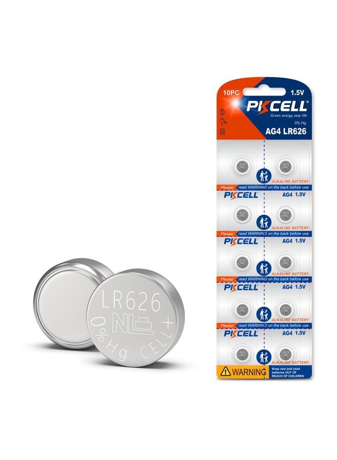 PKCELL 10Pcs LR626 Battery 377 SR626sw Watch Battery 1.5Volt Alkaline AG4 Button Cell Batteries - Image 1