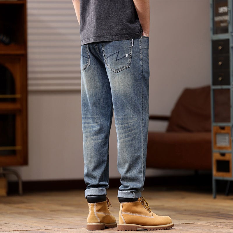 كبيرة الحجم الرجال الصيف الجديد Lyocell Tencel جينز الرجال فضفاضة التمدد الرجعية غسلت بنطلون رقيقة - Image 3
