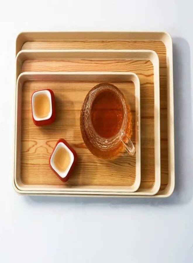Spaceshoop Generic Nesting Wooden Melamine Serving Trays, Set of 3, 39x27/35x23/30x19 cm, Natural Wood Pattern .lem