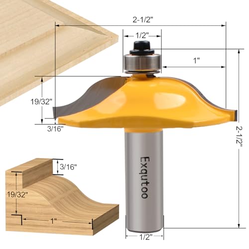Exqutoo 3PCS 12 Shank Router Bit Set Raised Panel Cabinet Door Making Router Bits Cemented Carbide Router Bits Woodworking Tools Router Door Window Bits Tenon Joint Cutter Diameter 134 - Image 3