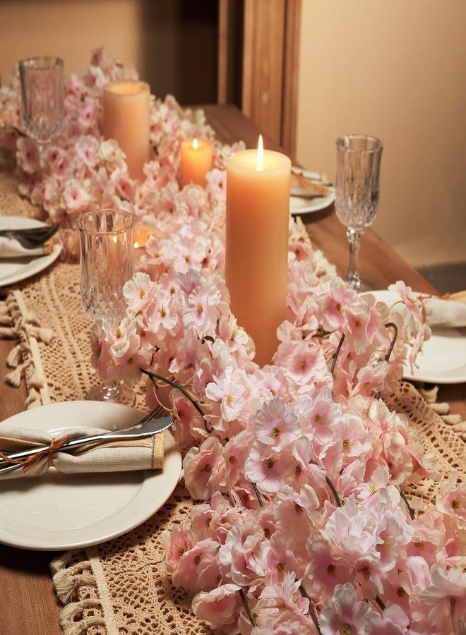 Partyjoy PARTY JOY 8pcs 47.2ft Artificial Cherry Blossom Flower Garland Hanging Vines for Spring Home Room Wedding Party Kawaii Decor (Pink-8PCS) - Image 3