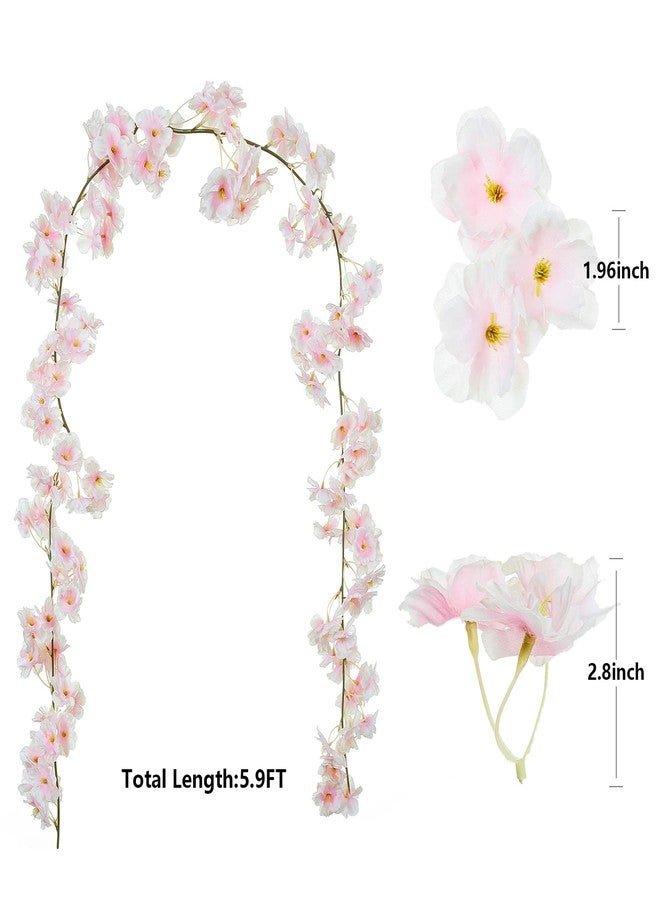Partyjoy PARTY JOY 8pcs 47.2ft Artificial Cherry Blossom Flower Garland Hanging Vines for Spring Home Room Wedding Party Kawaii Decor (Pink-8PCS) - Image 2