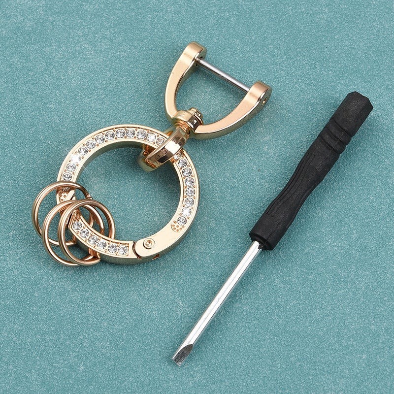Anti-lost Number Plate Telephone Mobile Phone High-end Metal Ring Mans Car Keychain Womens Delicate Pendant Hanging Ornament 360 ° gold diamond ring 