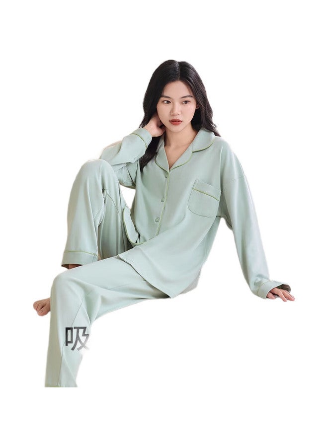 JOAE Ultra Soft Series Pure Cotton Women'S Pajamas Autumn And Winter Loose Long Sleeve Long Pants Cardigan Home Wear Set - Image 2