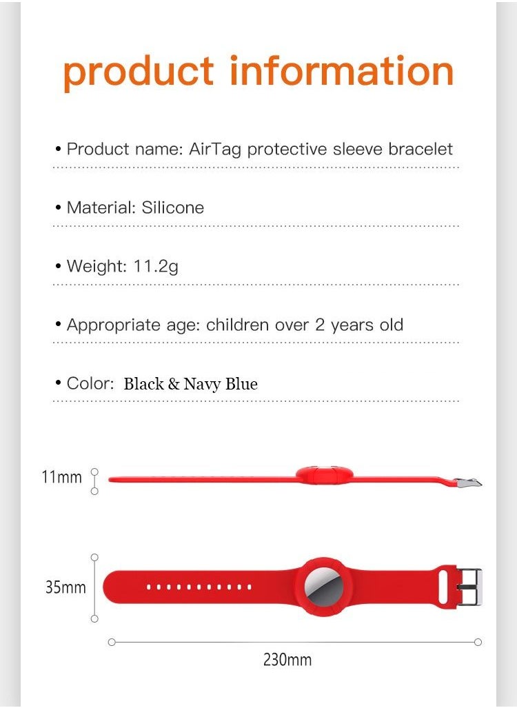 Y&D - Airtag Wristbands for Kids Soft Silicone Bracelet Lightweight Waterproof Compatible with Apple Watch Children and Toddler 2 Pcs - Image 1