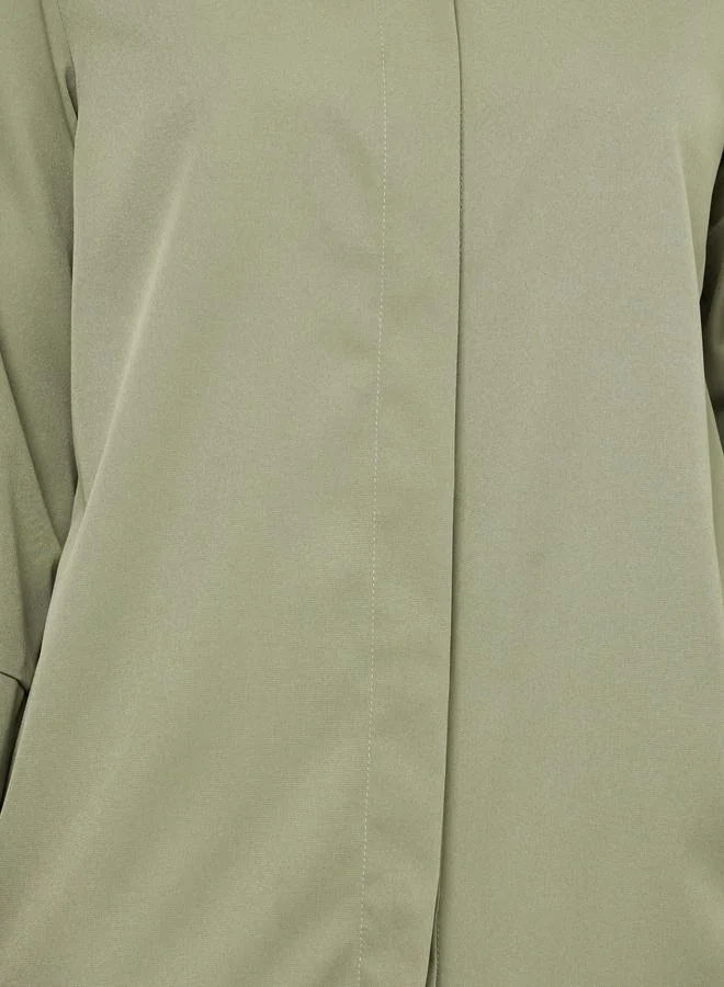 Take Two  Khaki Solid 3/4 Sleeves Casual Shirt Midi Dress for Women | Best Price UAE