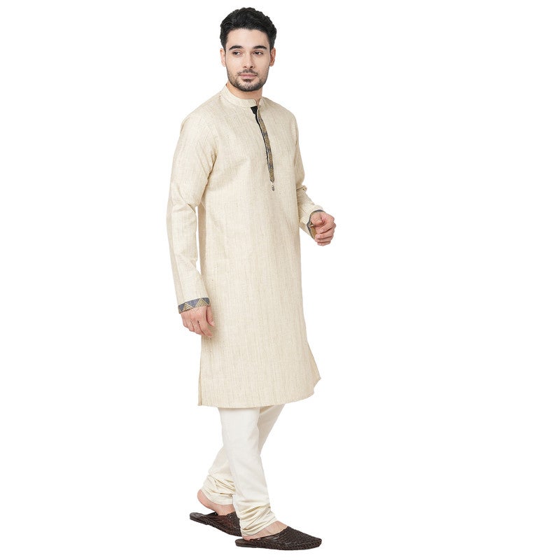 ARCHATTIRE Men’s Beige Cotton Long Kurta for Men - Image 5