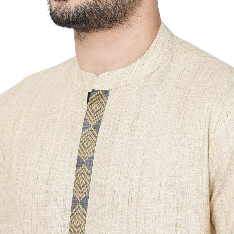 ARCHATTIRE Men’s Beige Cotton Long Kurta for Men - Image 3