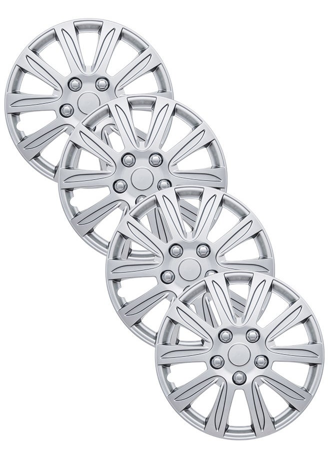 EMTC Pack of 4 EM-3136 Taiwan Wheel Cover | 14" Inch | Silver Universal Nested Style  - Image 1