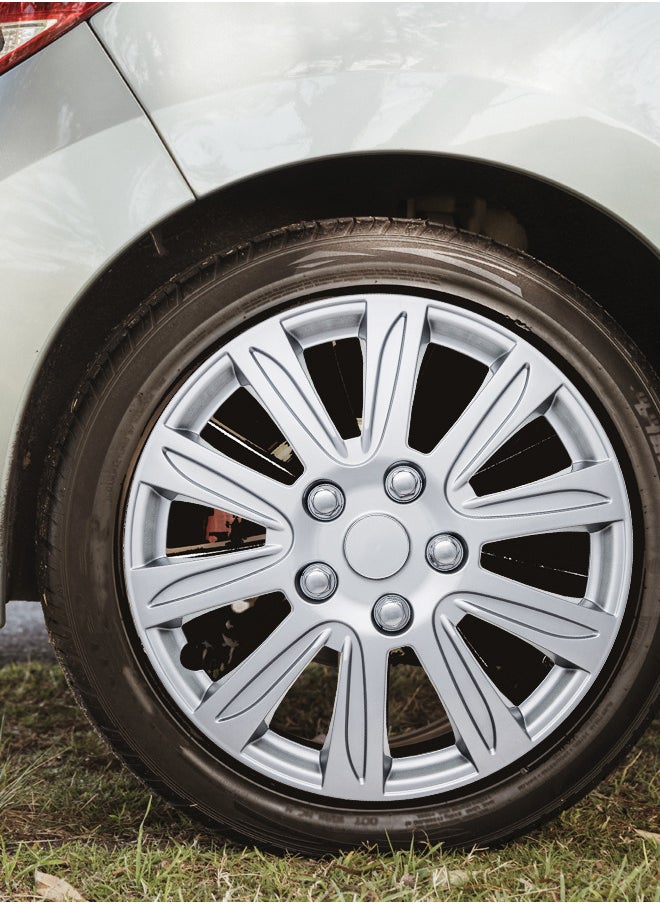 EMTC Pack of 4 EM-3136 Taiwan Wheel Cover | 14" Inch | Silver Universal Nested Style  - Image 4