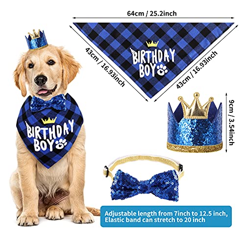 Selemoy Dog Birthday Party Supplies, Dog Birthday Hat Bandana Scarf with Cute Bow Tie, Flag, Balloons for Small Medium Dogs Pets, Doggie Party Supplies Decorations - Image 4