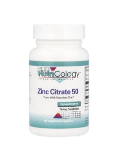Nutricology Nutricology, Zinc Citrate 50, 50 mg , 60 Vegetarian Capsules  - Image 1