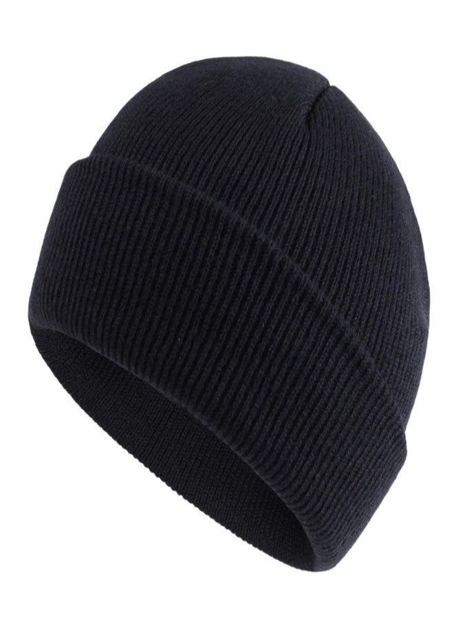 Pesaat Classic Winter Knit Kids Hat Skull Cap for Toddler Boys Girls Autumn Men Women Fisherman Beanie (Black, S) - Image 1