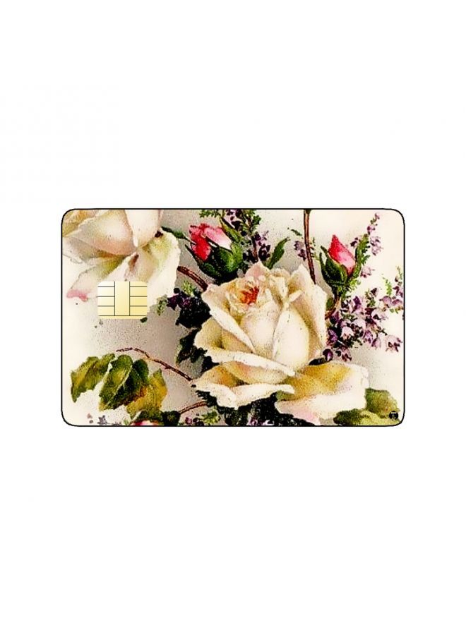 RKN PRINTED BANK CARD STICKER Beautiful White Flowers Drawing - Image 2