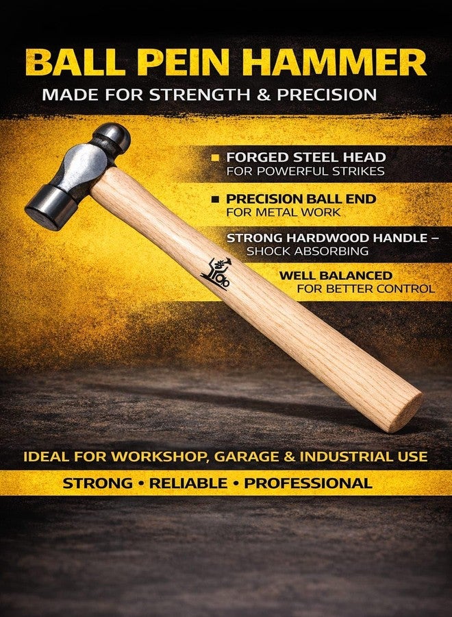YOLO Ball Pein Hammer 200 gms, 250 mm Wooden Handle, Drop Forged Steel Head, Anti-Slip Grip for Metalworking, Carpentry, DIY - Image 4