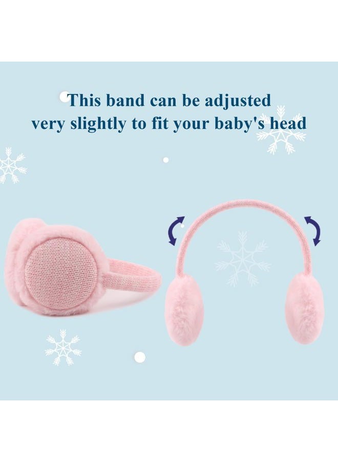 Pesaat Winter EarMuffs for Kids Outdoor Boys Knitted Ear Cover Plush Toddler Girls Ear Warmer 3-8 Years (Pink) - Image 3